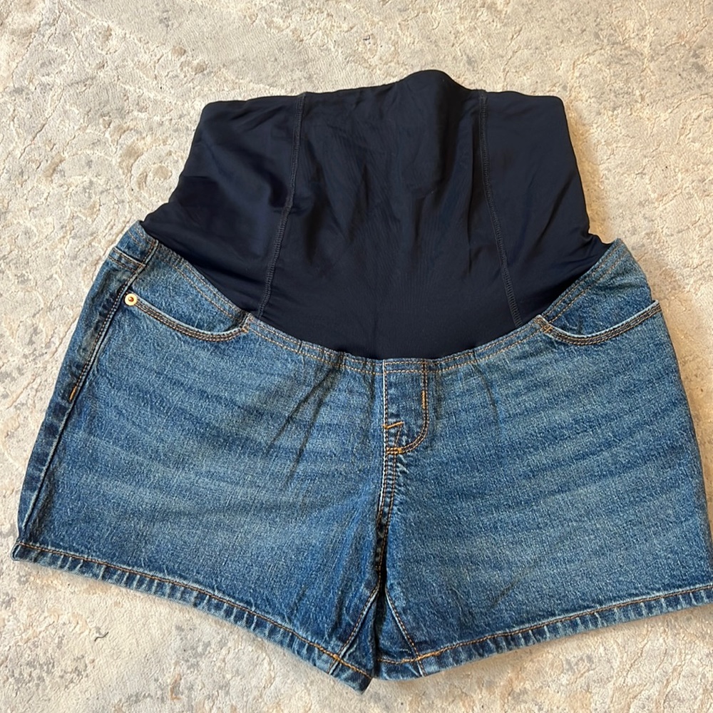 Maternity denim shorts full panel